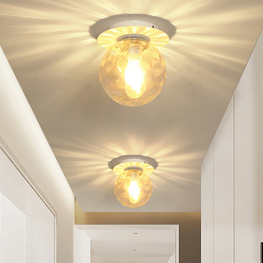 Nordic 1 Head Orb Light Fixture with Clear Hammered Glass Shade - Stylish Gray/White/Green/Wood Finish