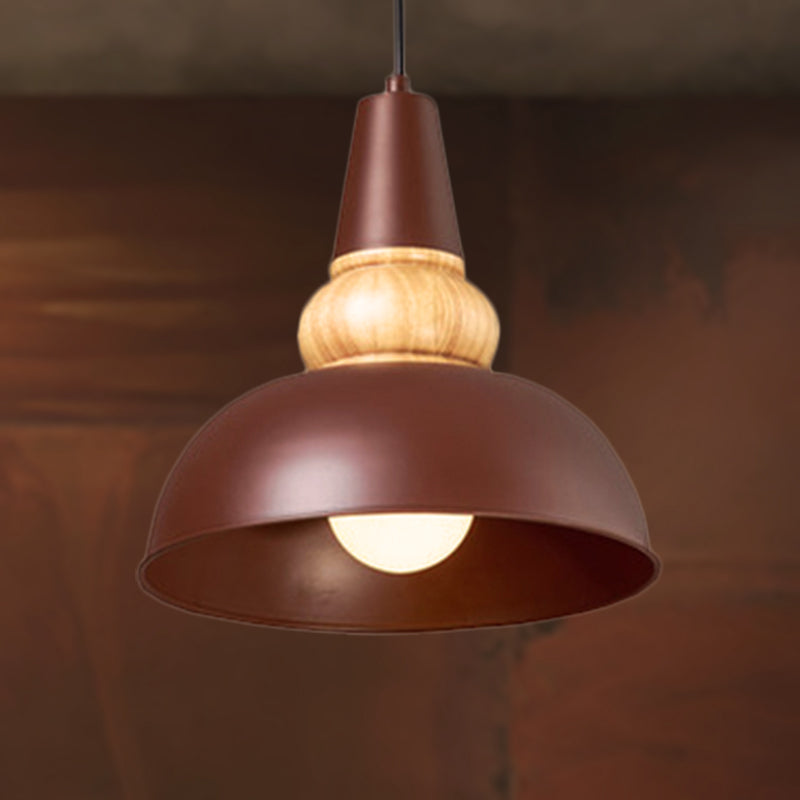 Metal and Wood Ceiling Pendant - Modernist Style Living Room Hanging Light in Black