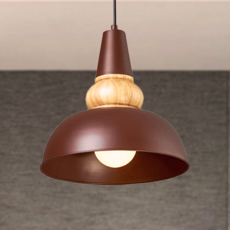 Metal and Wood Ceiling Pendant - Modernist Style Living Room Hanging Light in Black
