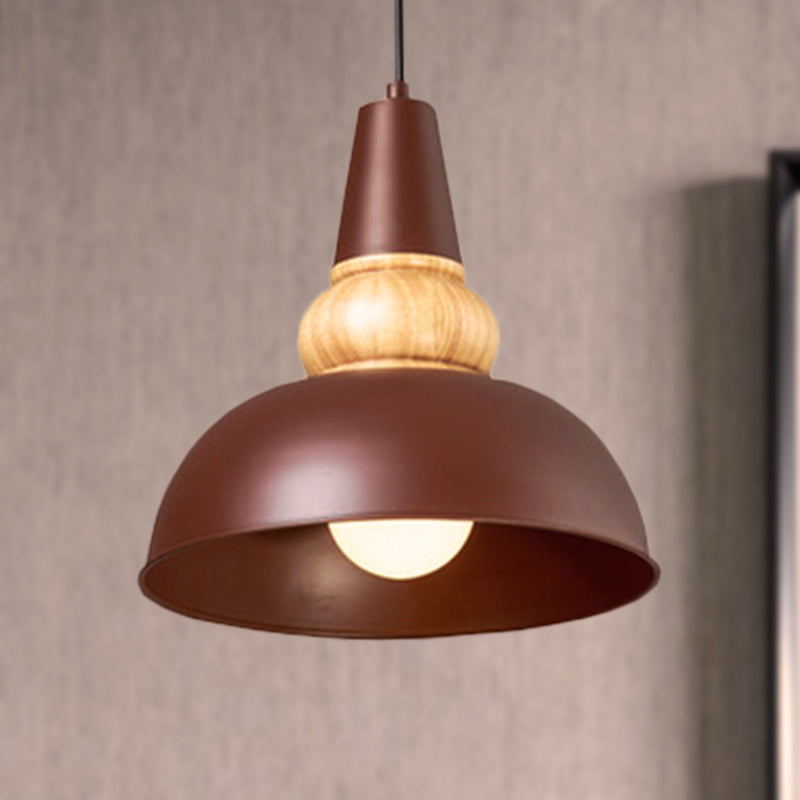 Metal and Wood Ceiling Pendant - Modernist Style Living Room Hanging Light in Black