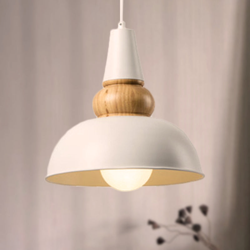 Metal and Wood Ceiling Pendant - Modernist Style Living Room Hanging Light in Black
