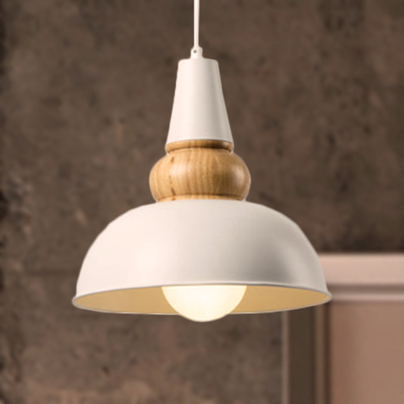 Metal and Wood Ceiling Pendant - Modernist Style Living Room Hanging Light in Black
