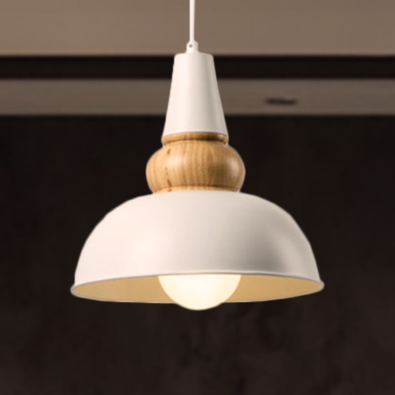 Metal and Wood Ceiling Pendant - Modernist Style Living Room Hanging Light in Black