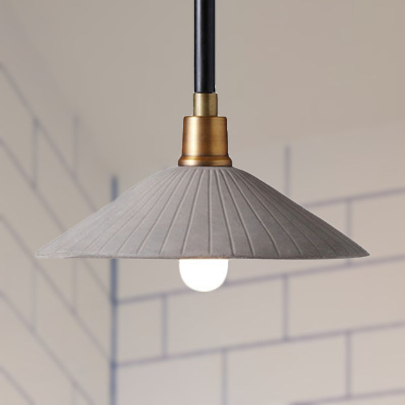 Industrial Style Conic Suspension Pendant Light with Adjustable Hanging Cord - Grey
