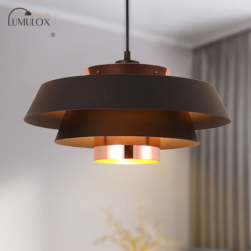 3-Tier Retro Drum Style Ceiling Fixture in Black – Adjustable Pendant for Restaurants