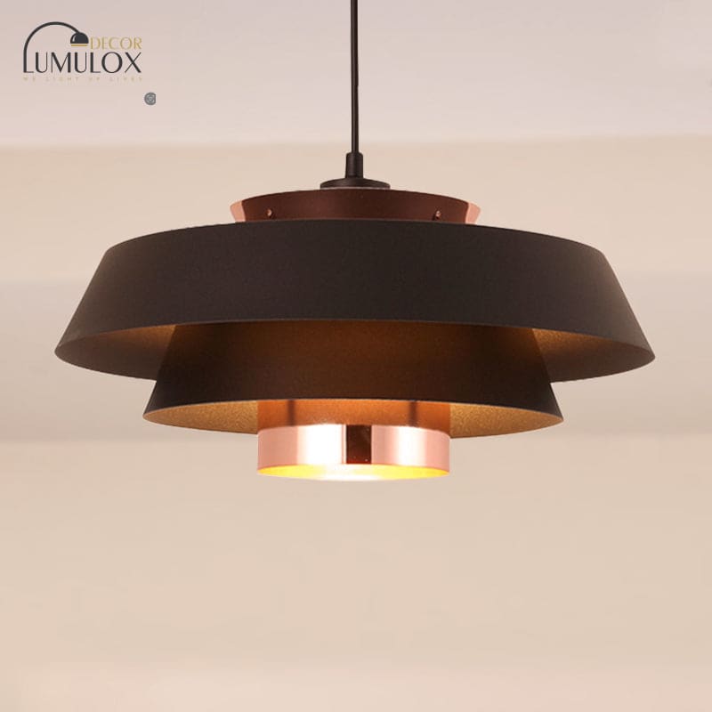 3-Tier Retro Drum Style Ceiling Fixture in Black – Adjustable Pendant for Restaurants
