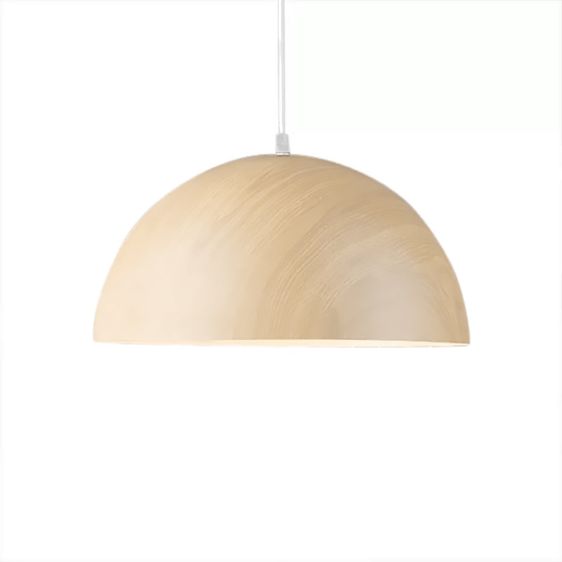 Contemporary Aluminum Domed Pendant Light with Wood Design in Dark Brown/Light Brown - Balcony Suspension