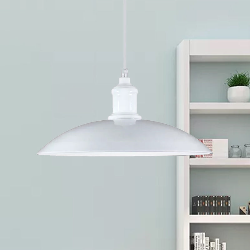 Suspension en métal de style industriel - 12,5"/16" L - 1 lumière - Noir/Blanc - pour plafond de salon