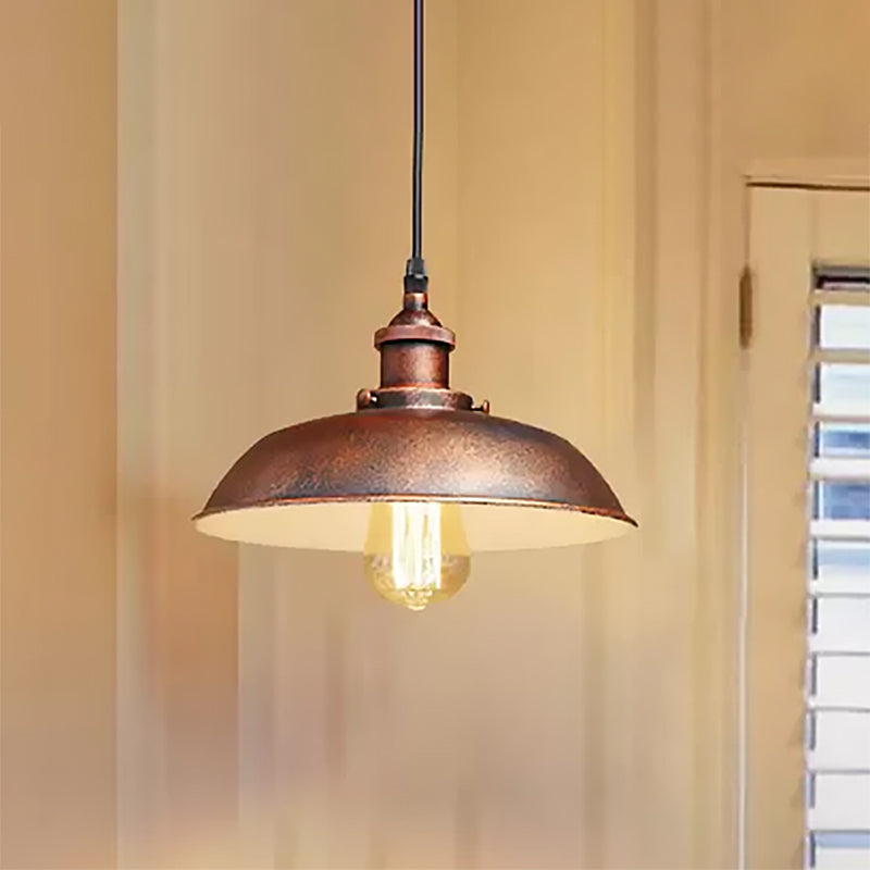 Plafonnier suspendu de style grange rustique antique - Lampe suspendue à cordon réglable avec finition en fer forgé