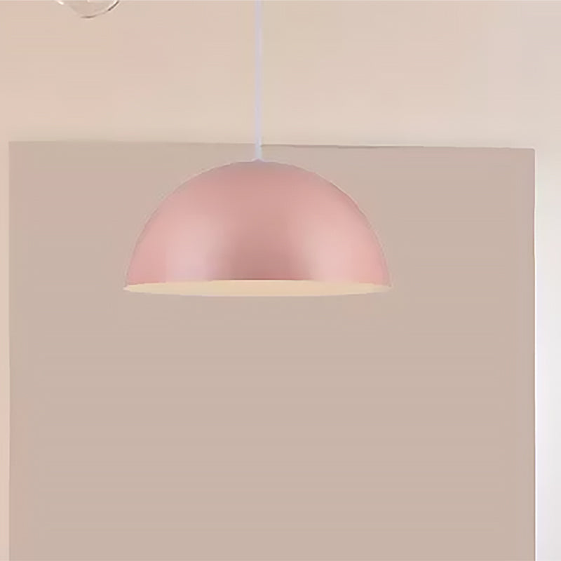 Suspension en aluminium à 1 lampe de style nordique en rose/jaune pour le salon
