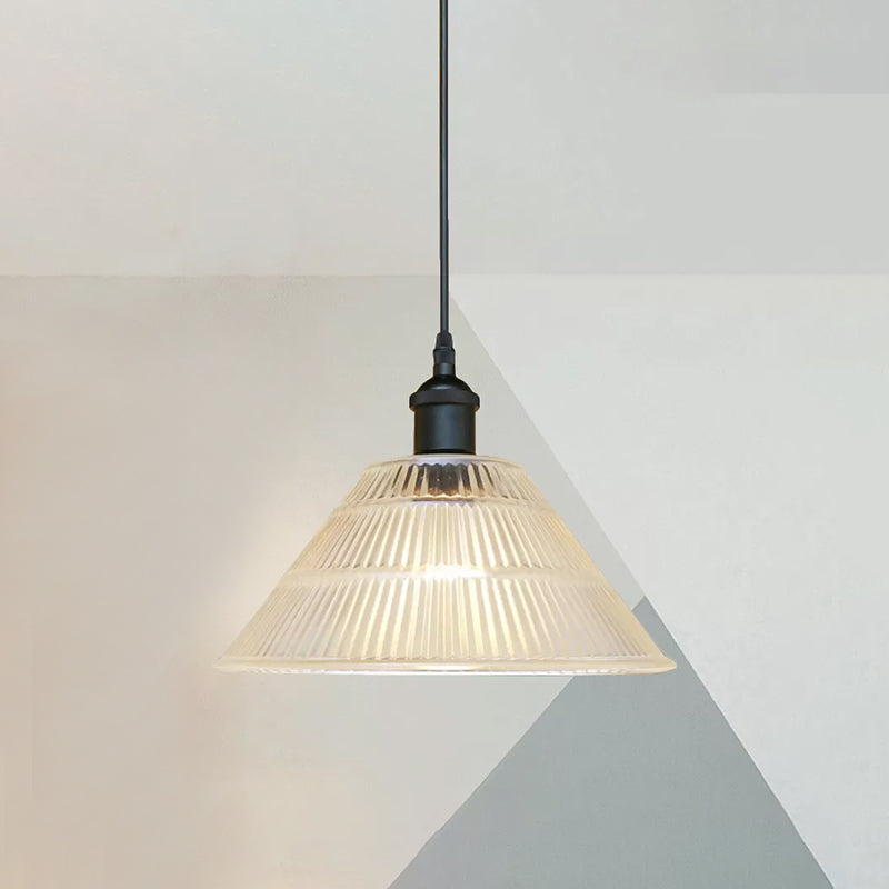 Suspension en forme de cône en verre noir moderne pour une décoration de salon élégante