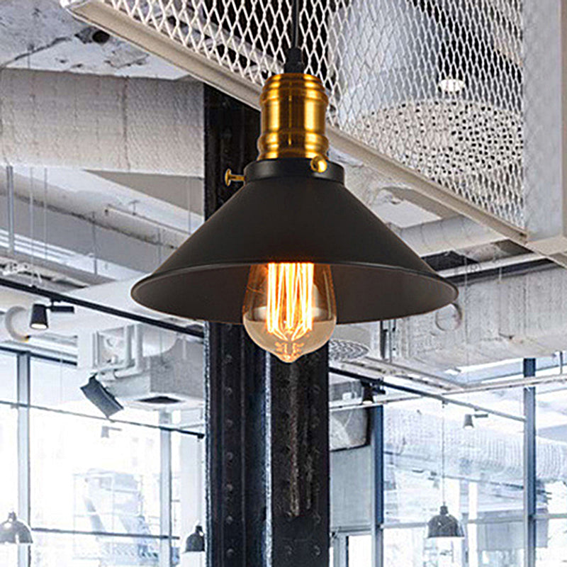 Luminaire suspendu en laiton de style loft - Abat-jour conique, 1 lampe, métal, plafonnier suspendu - (paquet de 1/2/3)