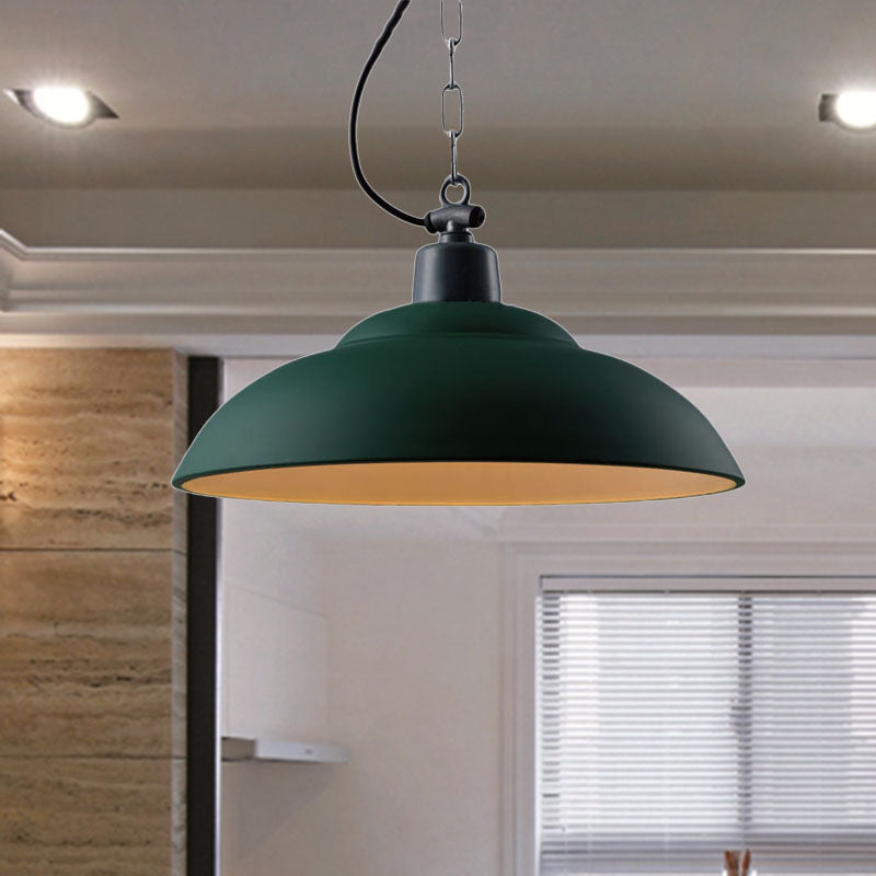 Vintage Style Black/Green Metallic Hanging Lamp with Chain - Indoor Pendant Light