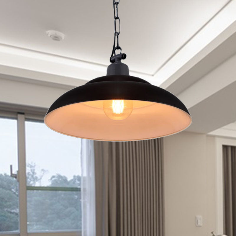 Vintage Style Black/Green Metallic Hanging Lamp with Chain - Indoor Pendant Light