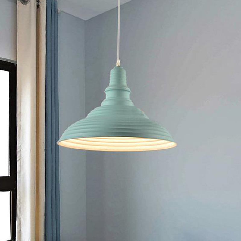 Lampe à suspension à double bulle en métal rose/bleu de style industriel : design côtelé, 1 lampe à suspension pour chambre à coucher