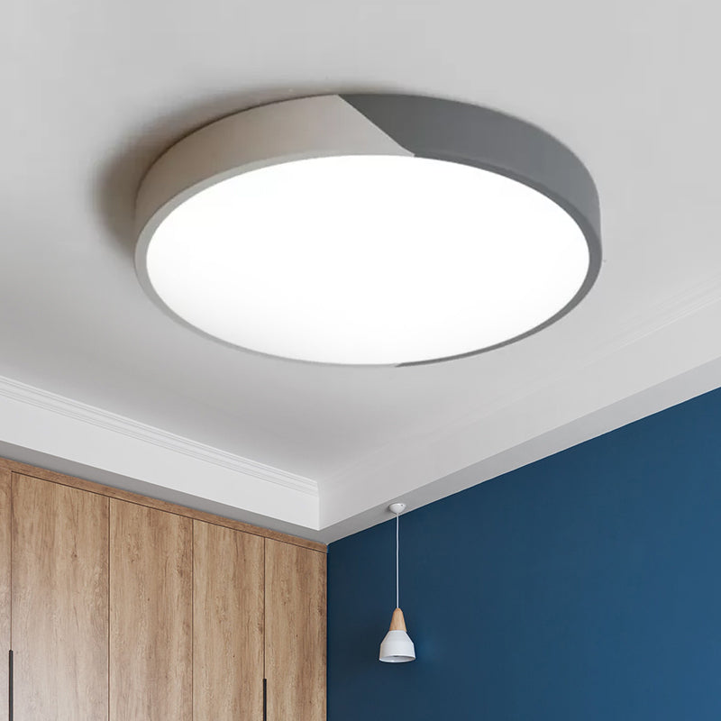 Round Flush Mount LED Ceiling Lamp in Macaron Acrylic and Metal - Available in 3 Sizes and 3 Color Options - Ideal for Bedroom