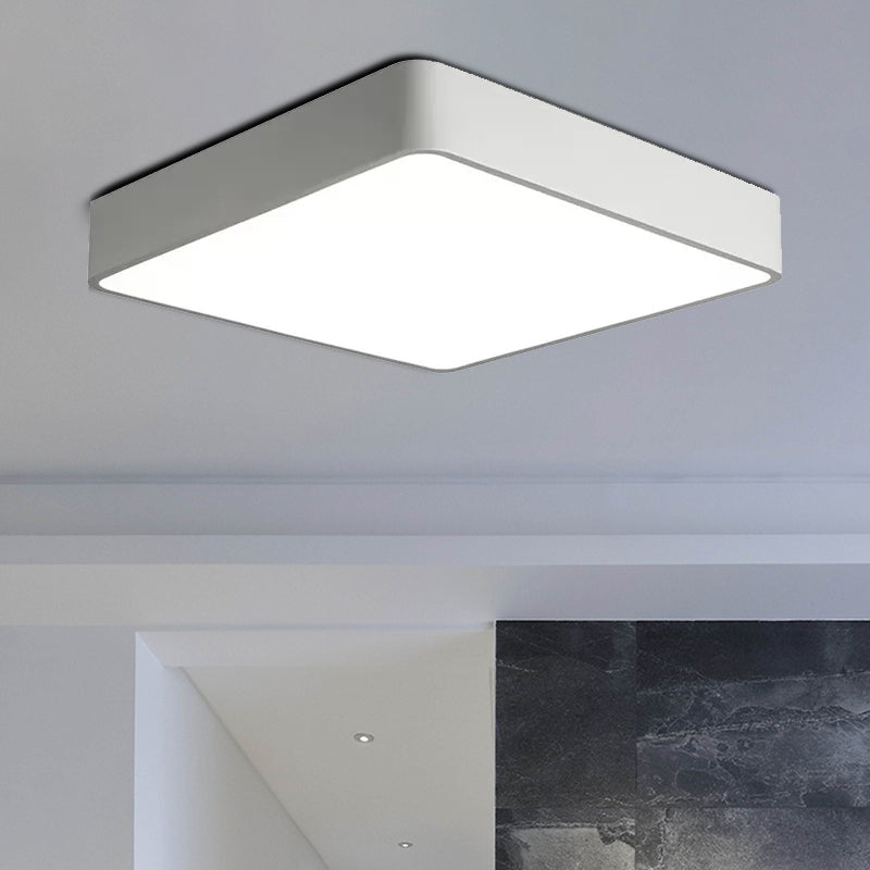Modern LED Metal Flush Mount Light Fixture - White/Black Square - 14"/18"/23.5" Wide - Living Room