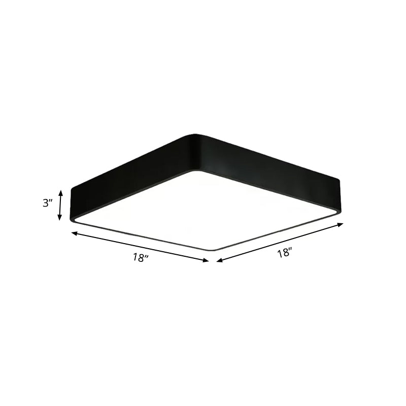 Modern LED Metal Flush Mount Light Fixture - White/Black Square - 14"/18"/23.5" Wide - Living Room