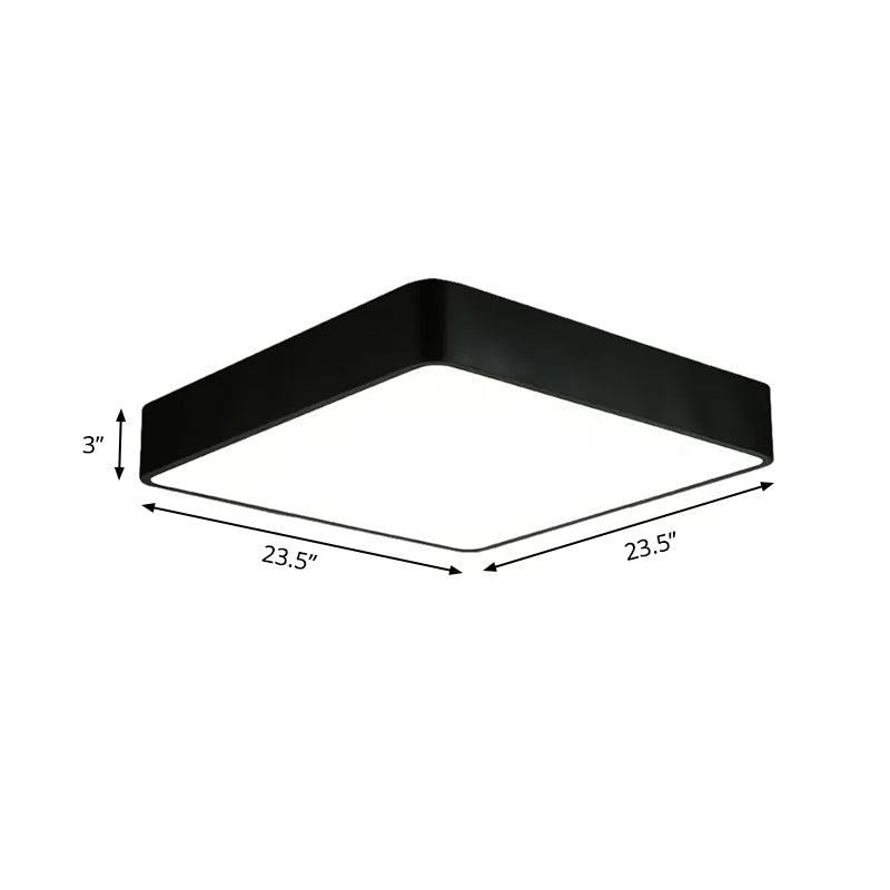 Modern LED Metal Flush Mount Light Fixture - White/Black Square - 14"/18"/23.5" Wide - Living Room
