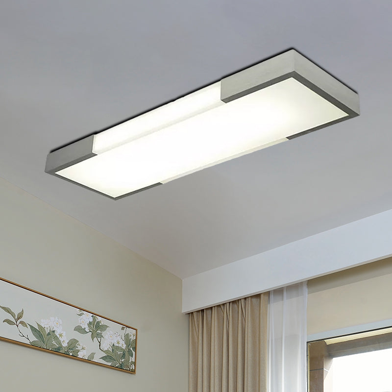Sleek Simplicity Rectangular Flush Mount Lamp - 8"/15" Wide, Metal, 24.5"/35.5" Long - LED Cloakroom Flush Light Fixture in Black/Silver