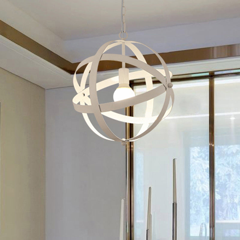 Lampe suspendue industrielle sphérique en métal doré/argenté vieilli à 1 lumière - Idéale pour les tables à manger et les salons