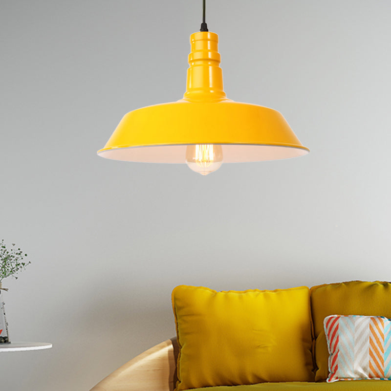 Retro Metal Barn Shade Hanging Lamp - Pink/Yellow 10/14/18 Diameter
