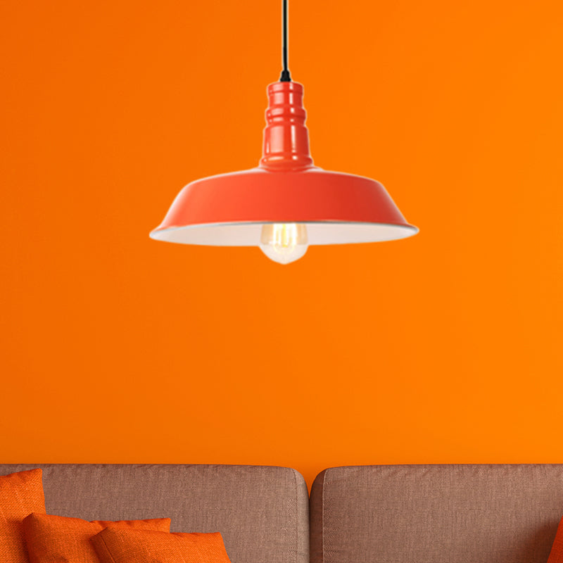 Retro Metal Barn Shade Hanging Lamp - Pink/Yellow 10/14/18 Diameter Orange / 10
