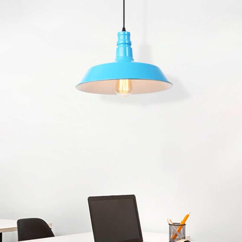 Retro Metal Barn Shade Hanging Lamp - Pink/Yellow 10/14/18 Diameter Blue / 10