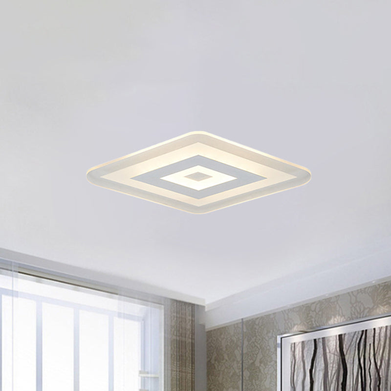 Sleek 23"/31"/47" Thin Acrylic Flush Mount LED Ceiling Lamp in Warm/White Light - White