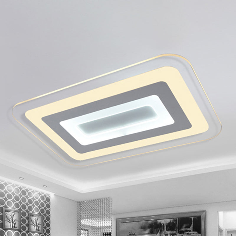 Sleek 23/31/47 Thin Acrylic Flush Mount Led Ceiling Lamp In Warm/White Light - White