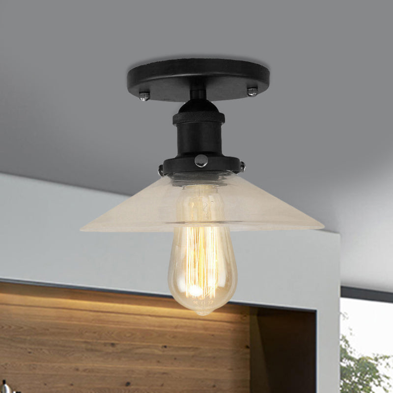 Luminaire de cuisine semi-encastré en verre dépoli - 1 ampoule en noir/laiton/cuivre