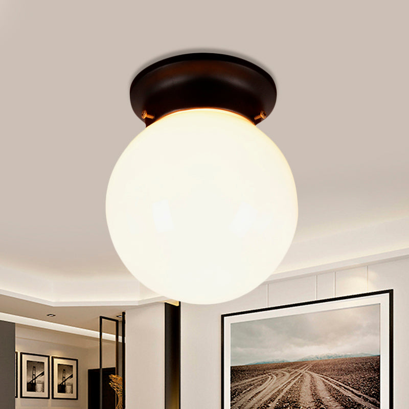 Industrial Black/Clear Glass Flush Mount Lighting Fixture, 6"/6.5" Wide