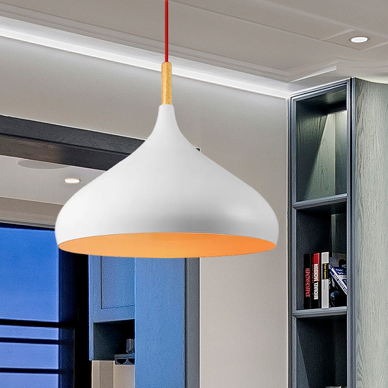 Metallic Dome Pendant Lamp - Simple Style, 1 Head, Black/White - Ideal for Dining Rooms - Available in 12.5" and 16.5" Width