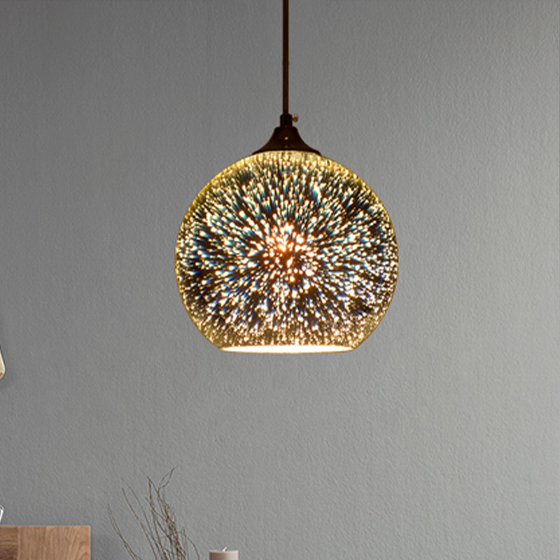 Lampe suspendue contemporaine en verre 3D Globe - Chrome/Or - 1 lampe - Large (6"/8"/10")