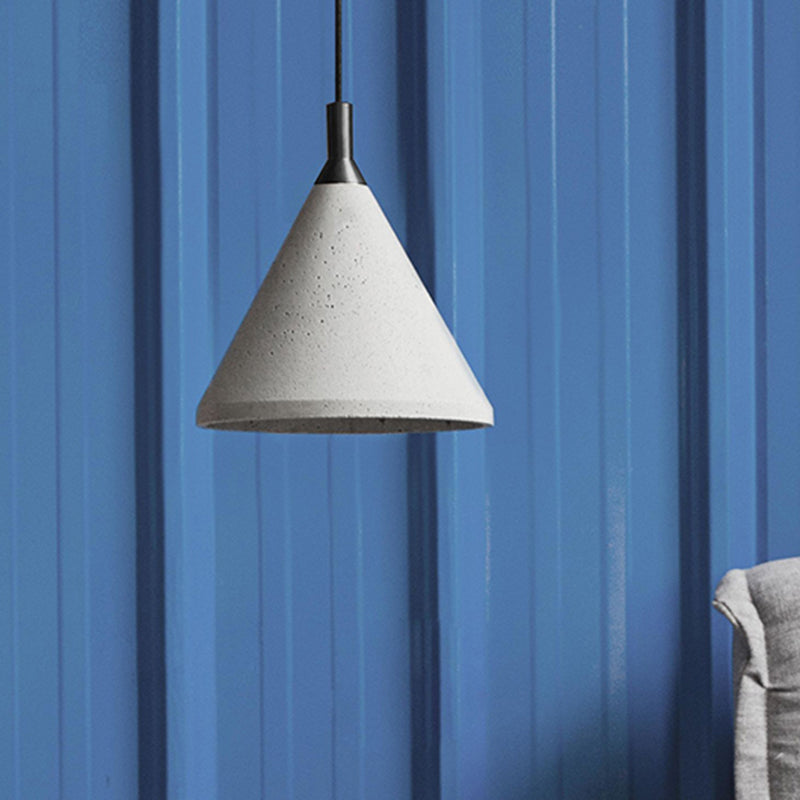 Industrial Style Gray Cement Cone Hanging Lamp - Adjustable Pendant Lighting for Living Room