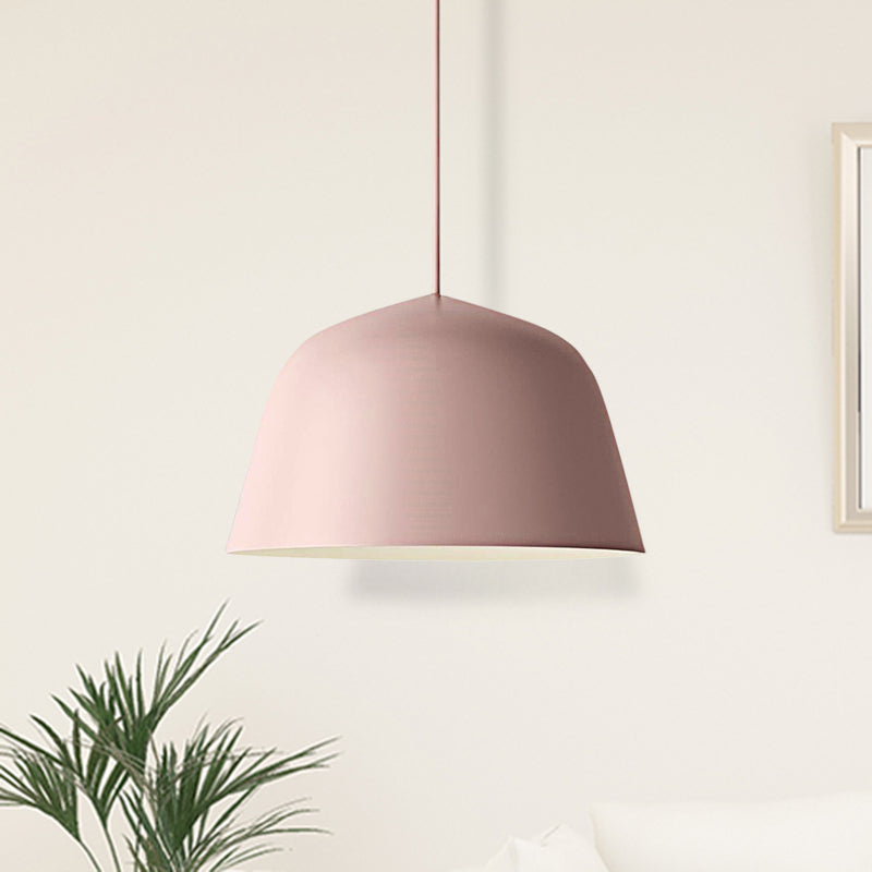 Lampe suspendue en métal à 1 lampe de style nordique en forme de dôme, noire/verte, pour chambre à coucher