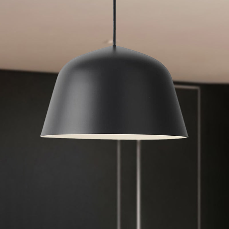 Lampe suspendue en métal à 1 lampe de style nordique en forme de dôme, noire/verte, pour chambre à coucher