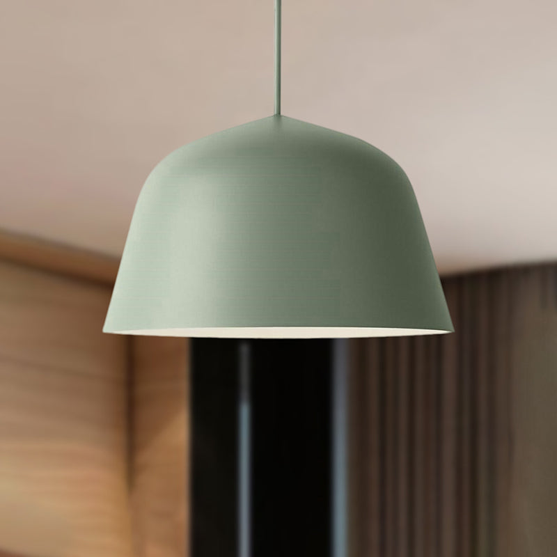 Lampe suspendue en métal à 1 lampe de style nordique en forme de dôme, noire/verte, pour chambre à coucher