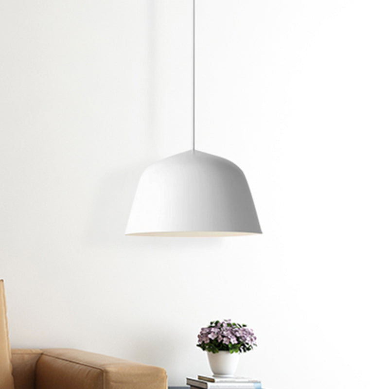 Lampe suspendue en métal à 1 lampe de style nordique en forme de dôme, noire/verte, pour chambre à coucher