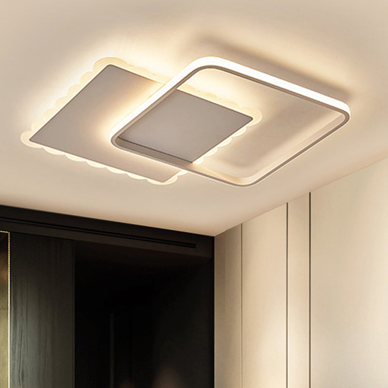 Modern LED Flush Mount Ceiling Light with Overlapping Acrylic Panels in White Bronze