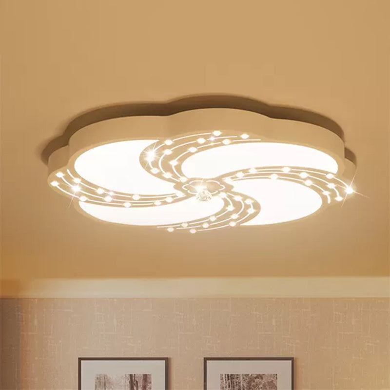 Modern White Acrylic Swirl Flushmount Lights - 18"/19.5"/31.5" Creative Flush Mount Light for Bedroom in Warm/White
