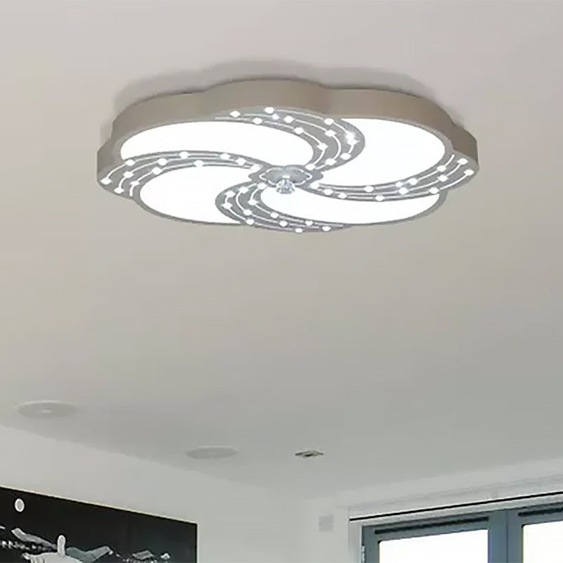Modern White Acrylic Swirl Flushmount Lights - 18"/19.5"/31.5" Creative Flush Mount Light for Bedroom in Warm/White