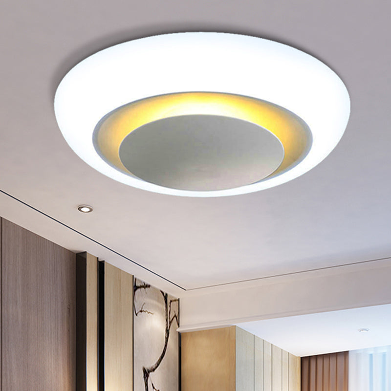 Unique Round Modern Ceiling Light - 16.5"/20.5"/24.5" - Warm/White - Flush Mount Fixture (White)