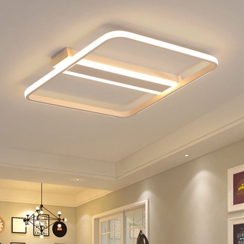 Squared Flushmount Metal LED Ceiling Light – Minimalist, Warm/White