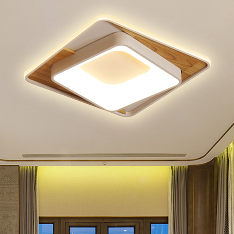Sleek White Acrylic LED Ceiling Lamp for Bedroom Foyer - Modern Flush Mount