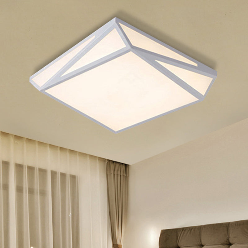 Modern Style LED Ceiling Fixture - White Rectangle Ceiling Mount Light for Office & Restaurant Use