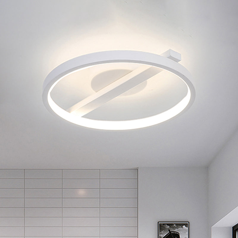 Modern Acrylic Ring Flush Mount Ceiling Light in Black/White/Blue for Living Room - Warm/White Options, 12.5"/16.5"/20.5" Diameter