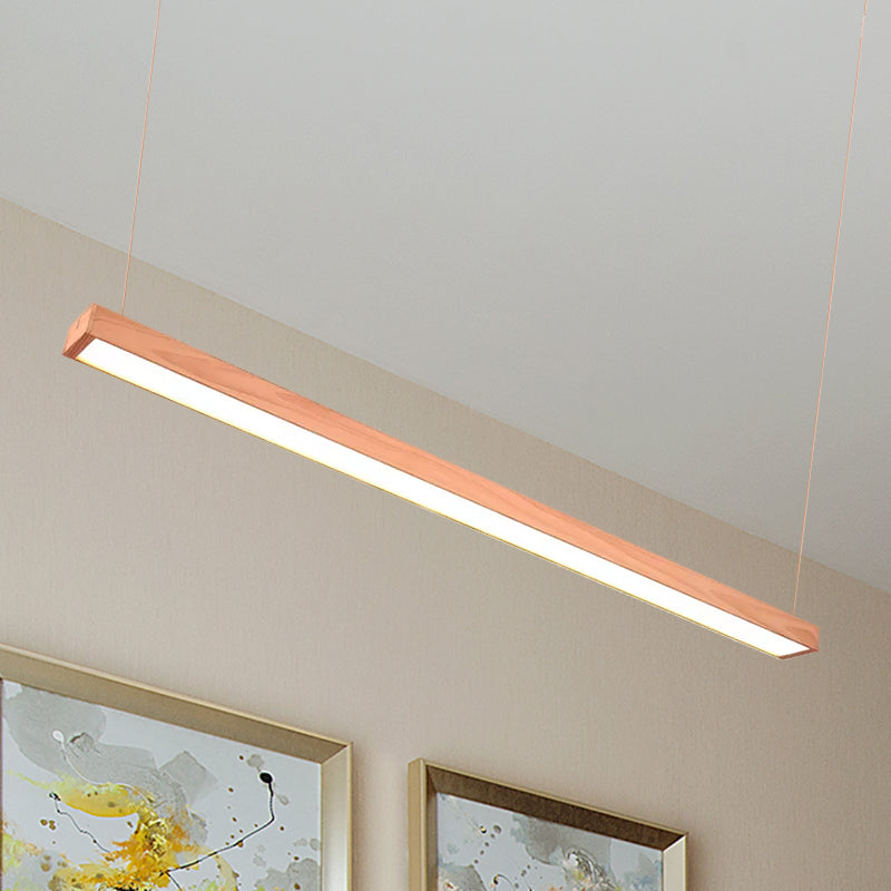 Modern LED Wooden Rectangular Pendant Light for Office Ceiling