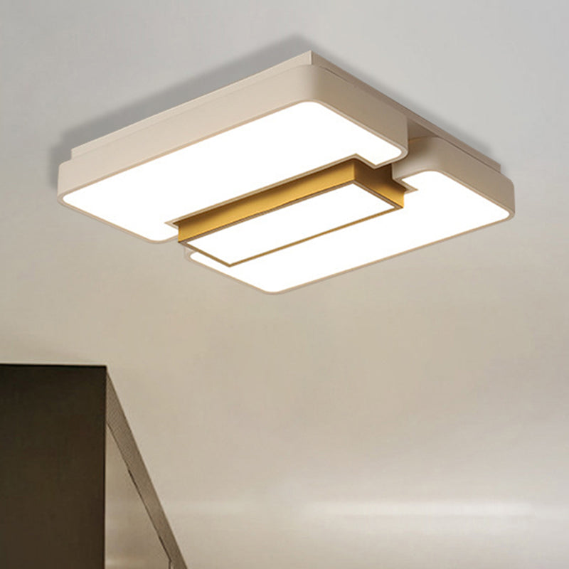 Modern White Flush Mount LED Ceiling Lamp for Warm/White Lighting in Living Room
