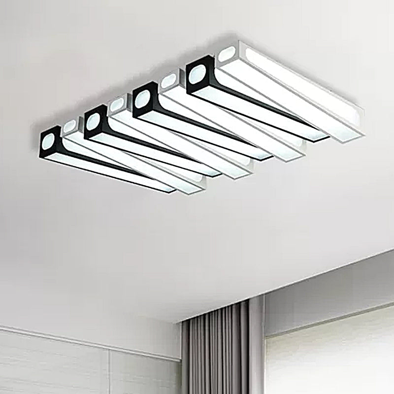 Contemporary LED Linear Flush Mount Ceiling Light in Black and White for Foyer